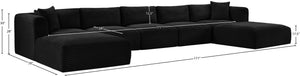 Meridian Furniture Shaggy Seven Piece Modular Sectional Bold Corduroy Performance Fabric Deep Lounge Sofa 641Black-Sec7C