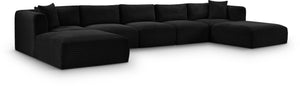 Meridian Furniture Shaggy Seven Piece Modular Sectional Bold Corduroy Performance Fabric Deep Lounge Sofa 641Black-Sec7C