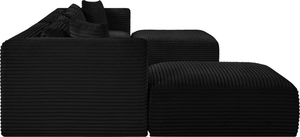 Meridian Furniture Shaggy Seven Piece Modular Sectional Bold Corduroy Performance Fabric Deep Lounge Sofa 641Black-Sec7C
