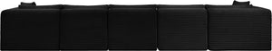 Meridian Furniture Shaggy Seven Piece Modular Sectional Bold Corduroy Performance Fabric Deep Lounge Sofa 641Black-Sec7C