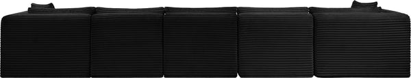 Meridian Furniture Shaggy Seven Piece Modular Sectional Bold Corduroy Performance Fabric Deep Lounge Sofa 641Black-Sec7C