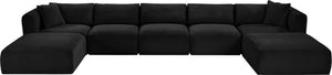Meridian Furniture Shaggy Seven Piece Modular Sectional Bold Corduroy Performance Fabric Deep Lounge Sofa 641Black-Sec7C
