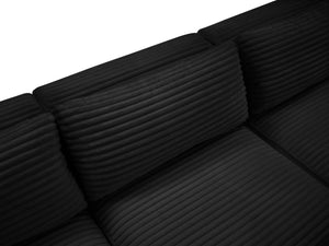 Meridian Furniture Shaggy Seven Piece Modular Sectional Bold Corduroy Performance Fabric Deep Lounge Sofa 641Black-Sec7C