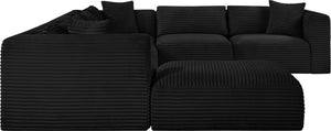 Meridian Furniture Shaggy Seven Piece Modular Sectional Corduroy Plush Performance Fabric Living Room Sofa 641Black-Sec7D