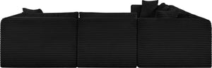 Meridian Furniture Shaggy Seven Piece Modular Sectional Corduroy Plush Performance Fabric Living Room Sofa 641Black-Sec7D
