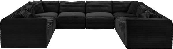 Meridian Furniture Shaggy 8 Piece Modular Sectional Corduroy Upholstered Sofa for Large Living Rooms 641Black-Sec8A
