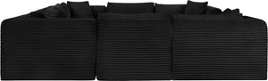 Meridian Furniture Shaggy 8 Piece Modular Sectional Corduroy Upholstered Sofa for Large Living Rooms 641Black-Sec8A