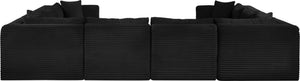 Meridian Furniture Shaggy 8 Piece Modular Sectional Corduroy Upholstered Sofa for Large Living Rooms 641Black-Sec8A