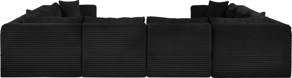 Meridian Furniture Shaggy 8 Piece Modular Sectional Corduroy Upholstered Sofa for Large Living Rooms 641Black-Sec8A