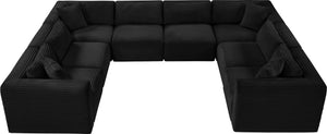 Meridian Furniture Shaggy 8 Piece Modular Sectional Corduroy Upholstered Sofa for Large Living Rooms 641Black-Sec8A