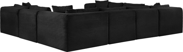 Meridian Furniture Shaggy 8 Piece Modular Sectional Corduroy Upholstered Sofa for Large Living Rooms 641Black-Sec8A