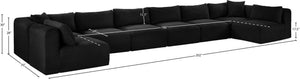 Meridian Furniture Shaggy 8 Piece Modular Sectional Corduroy Upholstered Sofa for Spacious Living Rooms 641Black-Sec8B