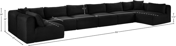Meridian Furniture Shaggy 8 Piece Modular Sectional Corduroy Upholstered Sofa for Spacious Living Rooms 641Black-Sec8B