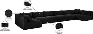 Meridian Furniture Shaggy 8 Piece Modular Sectional Corduroy Upholstered Sofa for Spacious Living Rooms 641Black-Sec8B