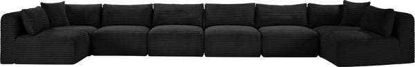 Meridian Furniture Shaggy 8 Piece Modular Sectional Corduroy Upholstered Sofa for Spacious Living Rooms 641Black-Sec8B