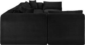 Meridian Furniture Shaggy 8 Piece Modular Sectional Corduroy Upholstered Sofa for Spacious Living Rooms 641Black-Sec8B