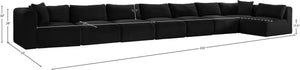 Meridian Furniture Shaggy 8 Piece Modular Sectional Deep Corduroy Performance Fabric Large Living Room Sofa 641Black-Sec8C