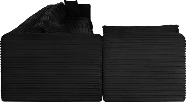 Meridian Furniture Shaggy 8 Piece Modular Sectional Deep Corduroy Performance Fabric Large Living Room Sofa 641Black-Sec8C