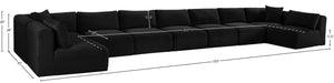 Meridian Furniture Shaggy Nine Piece Modular Sectional Bold Corduroy Performance Fabric Living Room Sofa 641Black-Sec9A