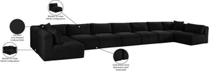 Meridian Furniture Shaggy Nine Piece Modular Sectional Bold Corduroy Performance Fabric Living Room Sofa 641Black-Sec9A