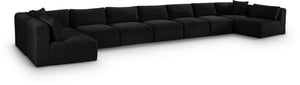 Meridian Furniture Shaggy Nine Piece Modular Sectional Bold Corduroy Performance Fabric Living Room Sofa 641Black-Sec9A