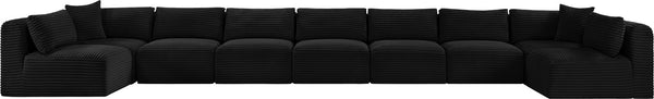 Meridian Furniture Shaggy Nine Piece Modular Sectional Bold Corduroy Performance Fabric Living Room Sofa 641Black-Sec9A