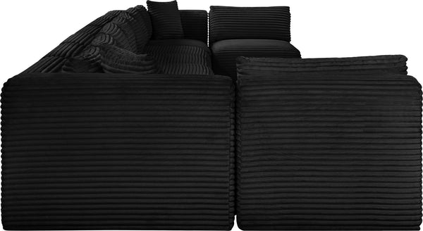 Meridian Furniture Shaggy Nine Piece Modular Sectional Bold Corduroy Performance Fabric Living Room Sofa 641Black-Sec9A