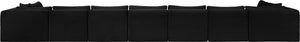 Meridian Furniture Shaggy Nine Piece Modular Sectional Bold Corduroy Performance Fabric Living Room Sofa 641Black-Sec9A