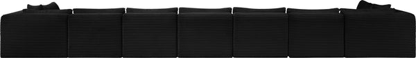 Meridian Furniture Shaggy Nine Piece Modular Sectional Bold Corduroy Performance Fabric Living Room Sofa 641Black-Sec9A