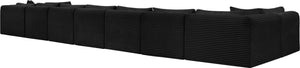 Meridian Furniture Shaggy Nine Piece Modular Sectional Bold Corduroy Performance Fabric Living Room Sofa 641Black-Sec9A