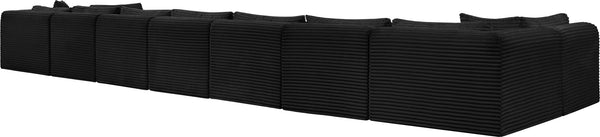 Meridian Furniture Shaggy Nine Piece Modular Sectional Bold Corduroy Performance Fabric Living Room Sofa 641Black-Sec9A