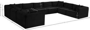 Meridian Furniture Shaggy Nine Piece Modular Sectional Bold Corduroy Performance Fabric Large Living Room 641Black-Sec9B
