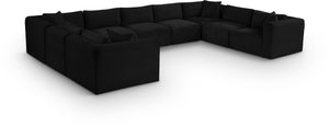 Meridian Furniture Shaggy Nine Piece Modular Sectional Bold Corduroy Performance Fabric Large Living Room 641Black-Sec9B