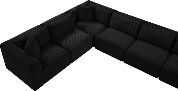 Meridian Furniture Shaggy Nine Piece Modular Sectional Bold Corduroy Performance Fabric Large Living Room 641Black-Sec9B