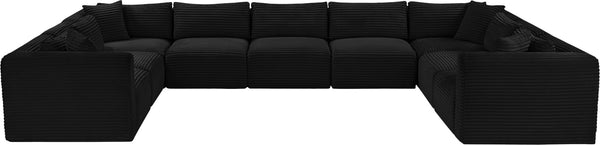 Meridian Furniture Shaggy Nine Piece Modular Sectional Bold Corduroy Performance Fabric Large Living Room 641Black-Sec9B