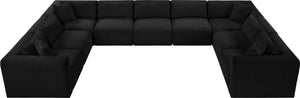 Meridian Furniture Shaggy Nine Piece Modular Sectional Bold Corduroy Performance Fabric Large Living Room 641Black-Sec9B