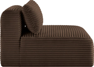Meridian Furniture Shaggy Corduroy Armless Modular Chair with Plush Foam and Stain Resistant Performance Fabric Brown 641Brown-Armless