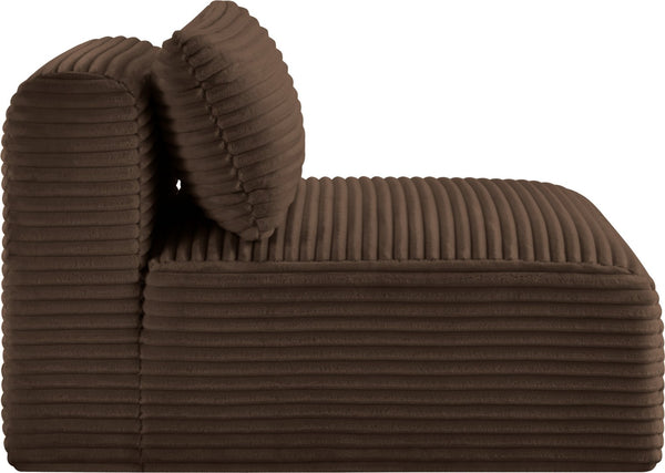 Meridian Furniture Shaggy Corduroy Armless Modular Chair with Plush Foam and Stain Resistant Performance Fabric Brown 641Brown-Armless