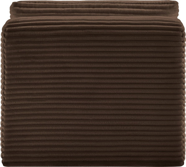 Meridian Furniture Shaggy Corduroy Armless Modular Chair with Plush Foam and Stain Resistant Performance Fabric Brown 641Brown-Armless
