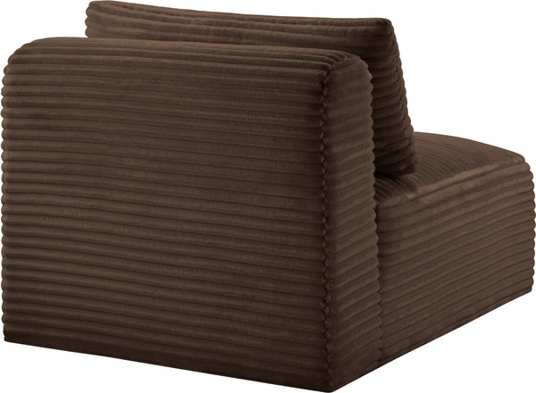 Meridian Furniture Shaggy Corduroy Armless Modular Chair with Plush Foam and Stain Resistant Performance Fabric Brown 641Brown-Armless
