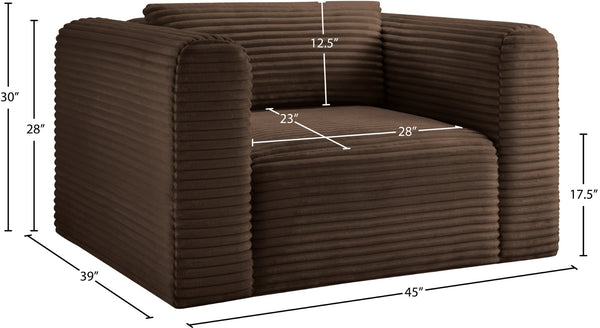 Meridian Furniture Shaggy Corduroy Accent Chair with Plush Foam Seating and Modular Design for Living Room Decor Brown 641Brown-Chair