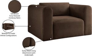 Meridian Furniture Shaggy Corduroy Accent Chair with Plush Foam Seating and Modular Design for Living Room Decor Brown 641Brown-Chair
