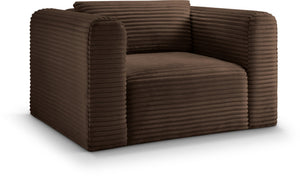 Meridian Furniture Shaggy Corduroy Accent Chair with Plush Foam Seating and Modular Design for Living Room Decor Brown 641Brown-Chair