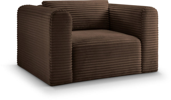 Meridian Furniture Shaggy Corduroy Accent Chair with Plush Foam Seating and Modular Design for Living Room Decor Brown 641Brown-Chair