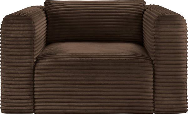 Meridian Furniture Shaggy Corduroy Accent Chair with Plush Foam Seating and Modular Design for Living Room Decor Brown 641Brown-Chair