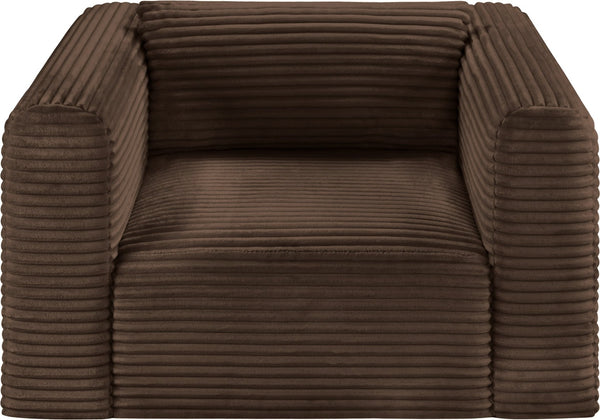 Meridian Furniture Shaggy Corduroy Accent Chair with Plush Foam Seating and Modular Design for Living Room Decor Brown 641Brown-Chair