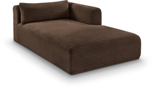 Meridian Furniture Shaggy Corduroy Modular Chaise Lounge Plush Foam Seating for Living Room Sectional Setup Brown 641Brown-Chaise