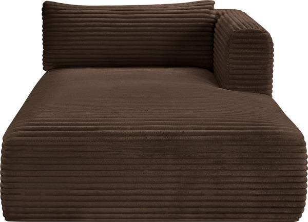 Meridian Furniture Shaggy Corduroy Modular Chaise Lounge Plush Foam Seating for Living Room Sectional Setup Brown 641Brown-Chaise