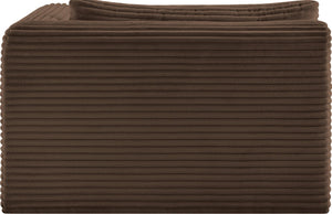 Meridian Furniture Shaggy Corduroy Modular Chaise Lounge Plush Foam Seating for Living Room Sectional Setup Brown 641Brown-Chaise