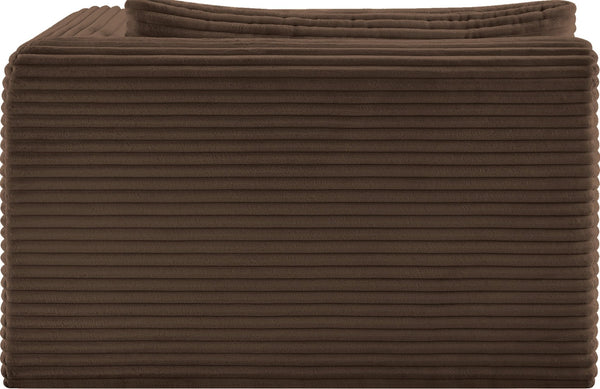 Meridian Furniture Shaggy Corduroy Modular Chaise Lounge Plush Foam Seating for Living Room Sectional Setup Brown 641Brown-Chaise